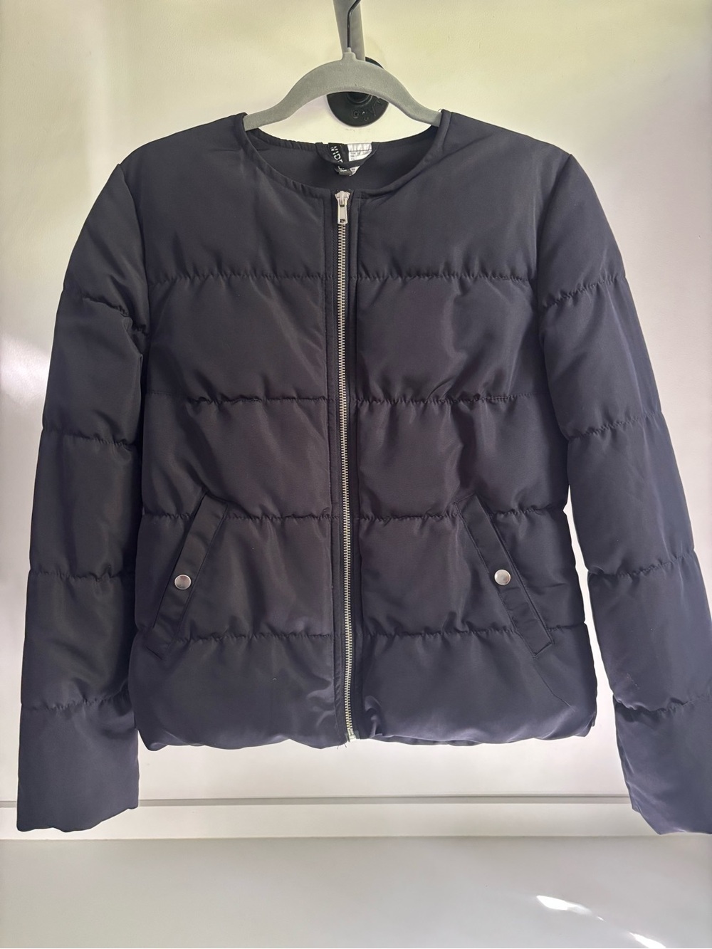 H&M Navy Quilted Zip-Up Puffer Jacket